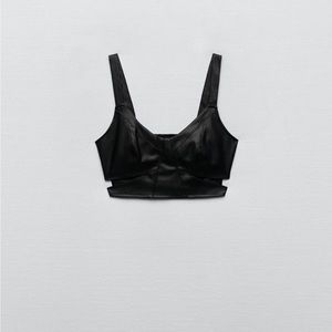 Zara Faux Leather Cut Out Top